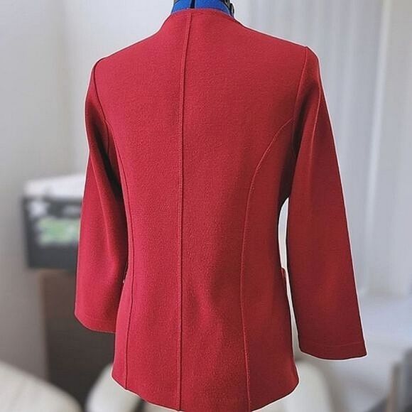 Vtg 90s Rodier cranberry wool-blend cardigan jacket - Picture 2 of 15